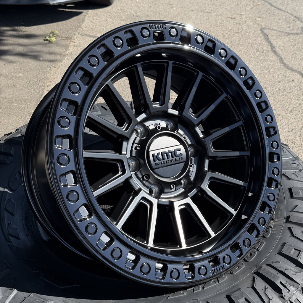 KMC KM557 Vista Matte Black wheel, angled view