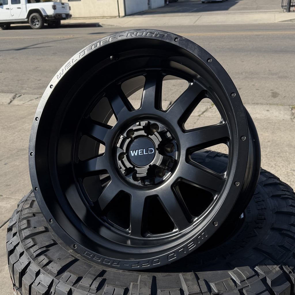 Weld Off-Road Stealth 20x12 -44 satin black wheel angle view
