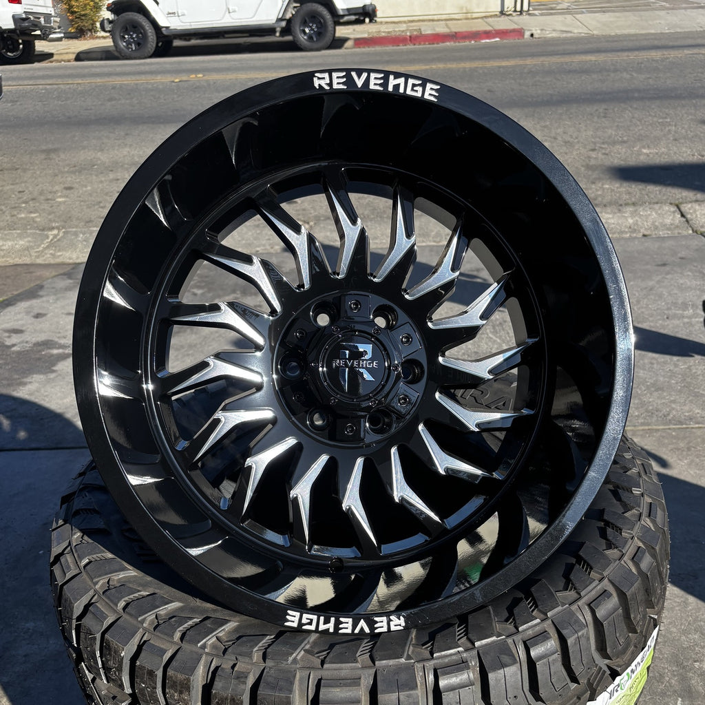 Revenge Off-Road RV-204 20x12 black milled wheel front view
