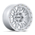 KMC KM555 Attack Gloss Silver Machined wheel, front view
