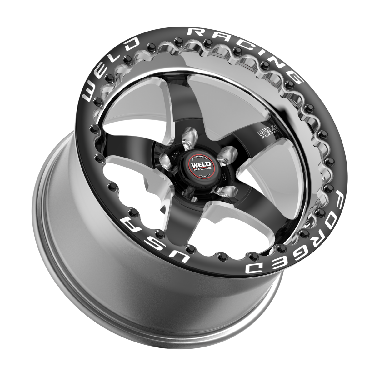 WELD Racing S71 Beadlock wheel Black Center - Polished Shell